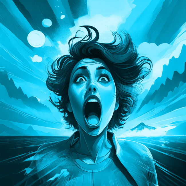 Webdesign St. Gallen und Toggenburg - Frau überrascht im Kontext moderner Webdesign-Techniken.